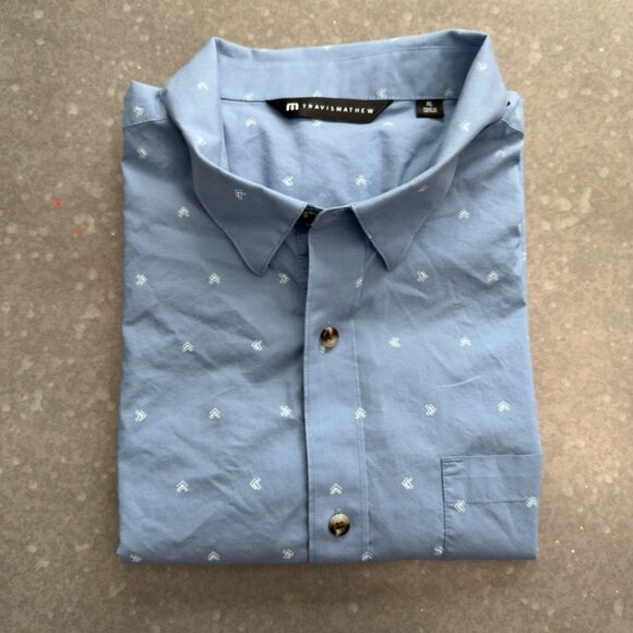 TravisMathew Light Blue Short Sleeve Button-Up Shirt – Size XL - Picture 2 of 12